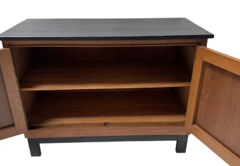 Art Deco Modernist Sideboard or credenza with Black Lacquered Top, 1930s